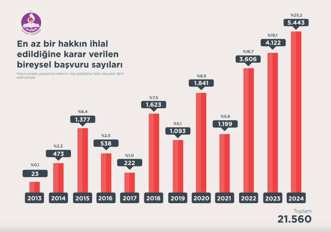 AYM'den 12 yıllık bireysel başvuru istatistikleri: İhlallerin yüzde 71'i makul sürede yargılanma hakkı 10